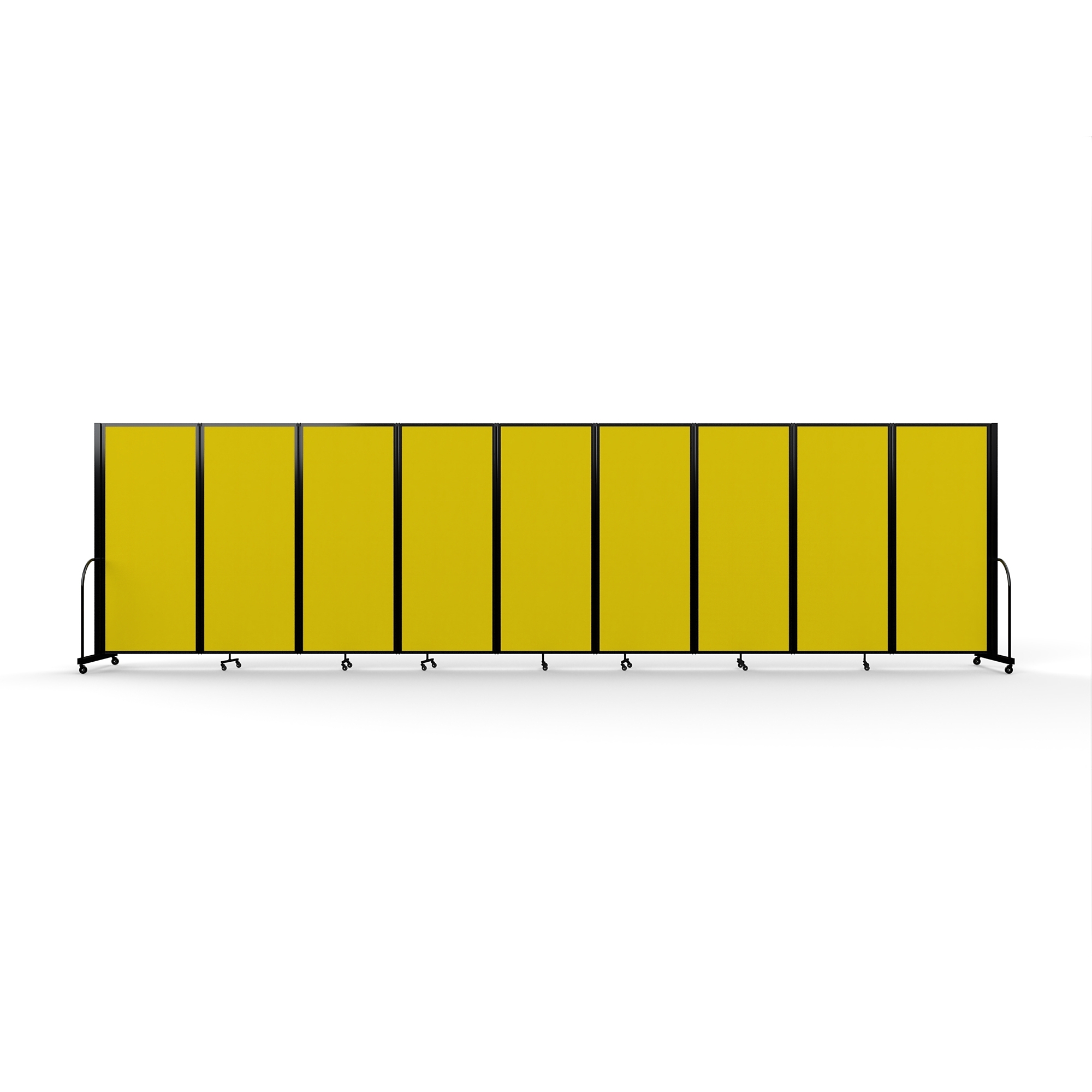Screenflex Full Motion Divider — 6ft. 10in. x 25ft. 1in., Black Frame, Primary Yellow, Model# FSH-6109-B-DY